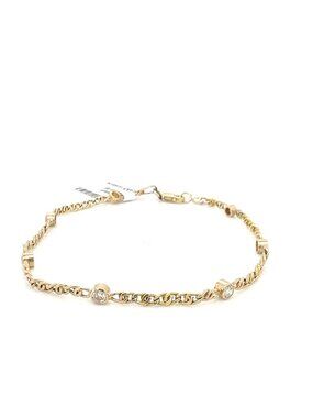14K Yellow Gold Diamond Station Bracelet 0.60ctw Bezel Set, 7"